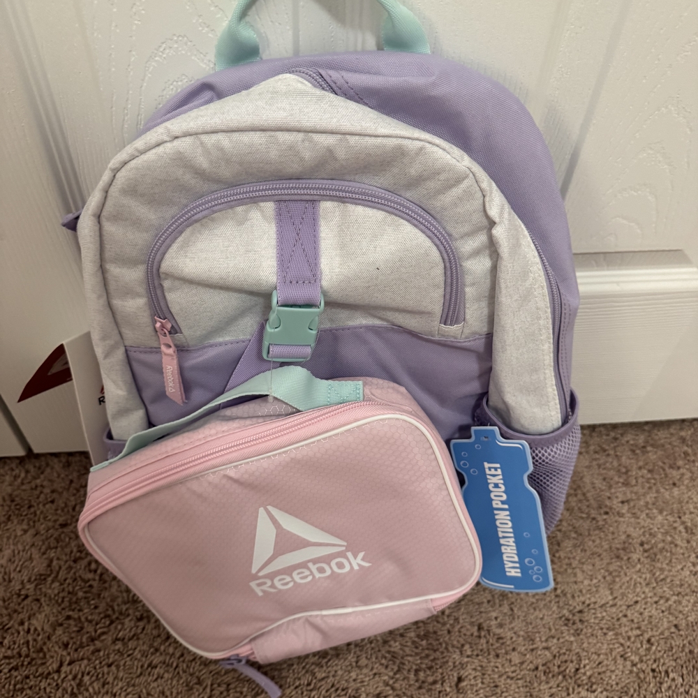 Reebok Kids Lavender and Pink Backpack Set